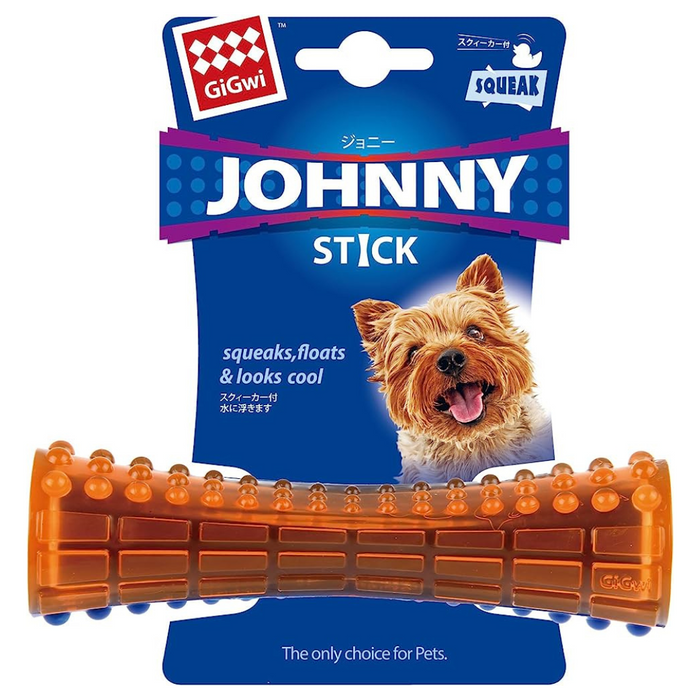 GiGwi "Push To Mute" Blue & Orange Johnny Stick Toy For Dogs