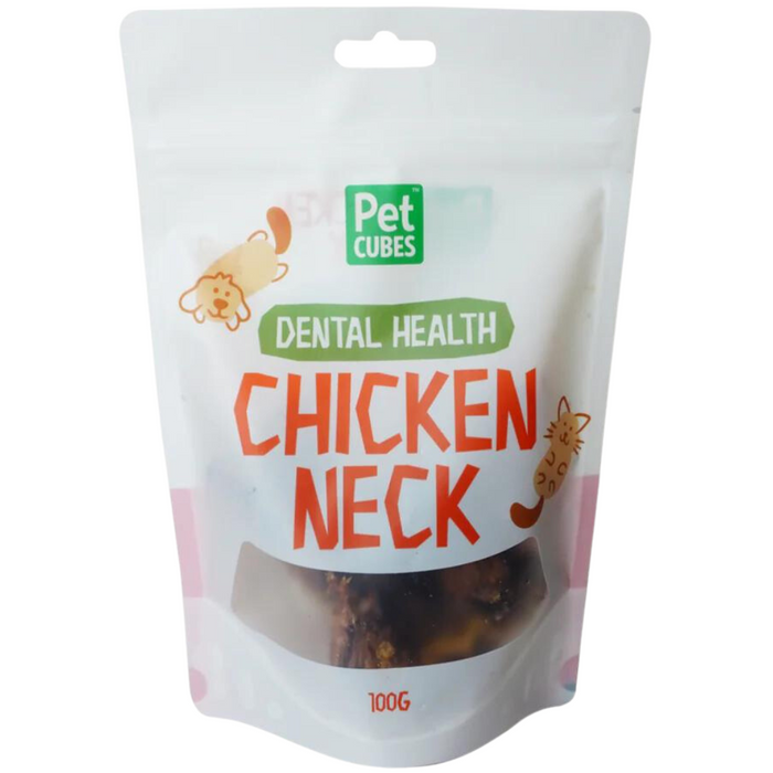 Pet Cubes Air Dried Chicken Neck Treats For Dogs & Cats
