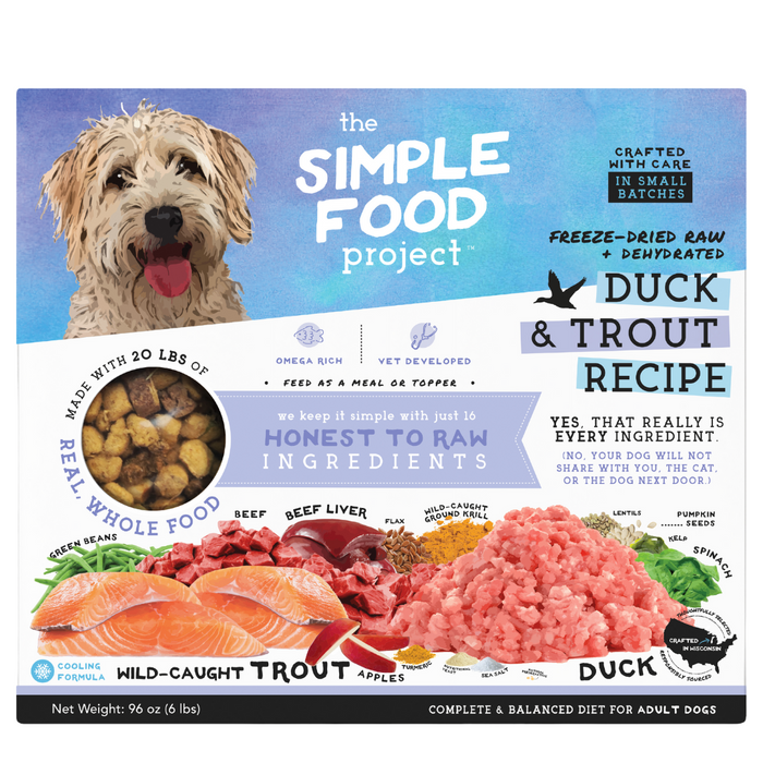 The Simple Food Project Freeze Dried Raw + Dehydrated Duck & Trout Recipe For Dogs