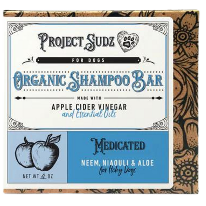 15% OFF: Project Sudz Medicated Organic Shampoo Bar (Neem, Niaouli & Aloe) For Itchy Dogs & Cats