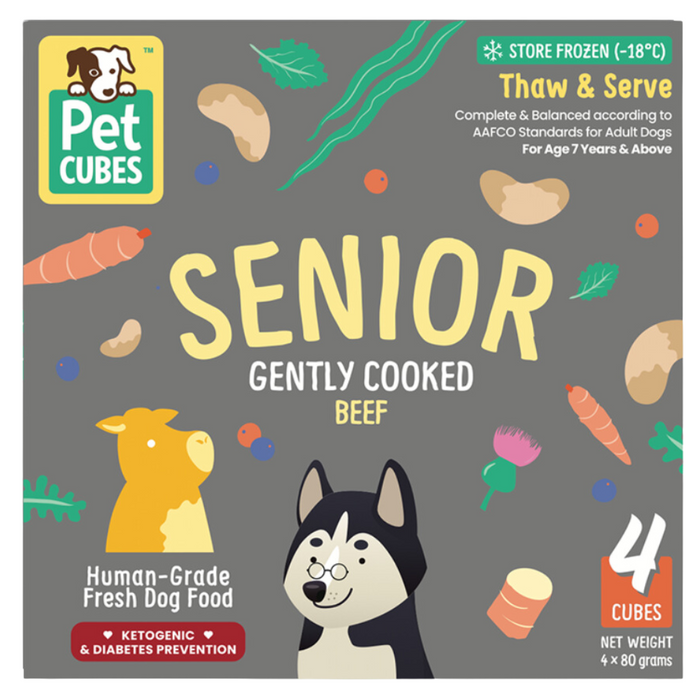 Pet Cubes Complete Gently Cooked Beef Fresh Food For Senior (FROZEN)