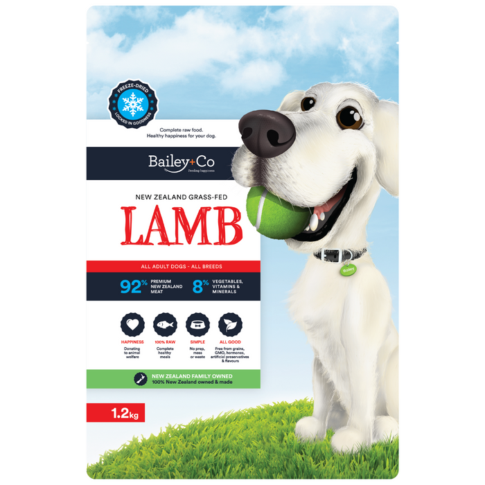 10% OFF: Bailey+Co Freeze Dried New Zealand Grass-Fed Lamb Food For Dogs