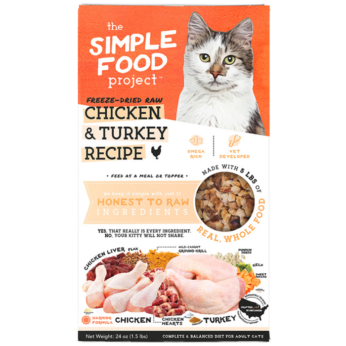 The Simple Food Project Freeze Dried Raw Chicken & Turkey Recipe For Cats