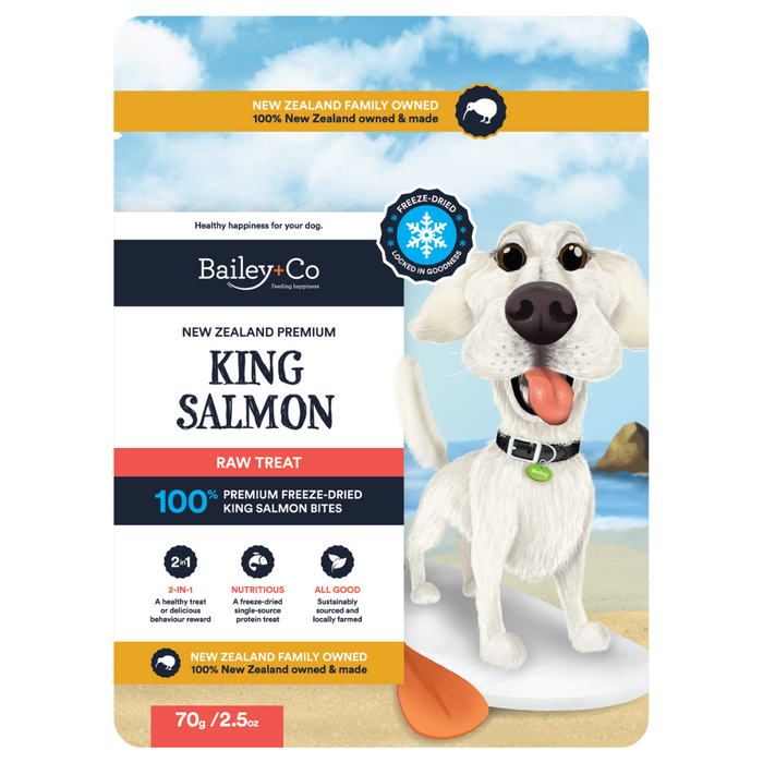 10% OFF: Bailey+Co Freeze Dried New Zealand Premium King Salmon Raw Treat For Dogs