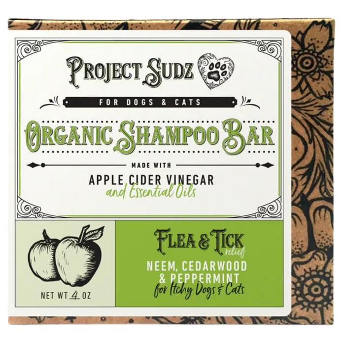 15% OFF: Project Sudz Flea & Tick Organic Shampoo Bar (Neem, Cedarwood & Peppermint) For Dogs & Cats
