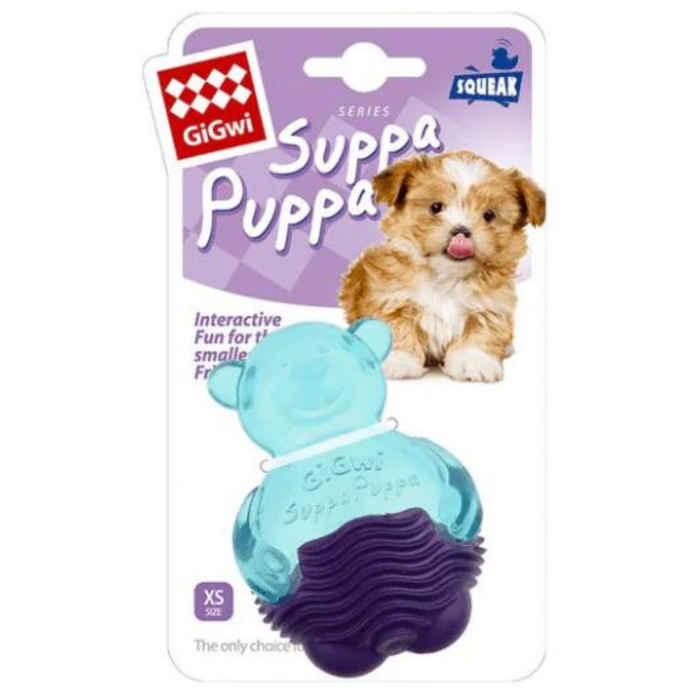 GiGwi Suppa Puppa Blue & Purple Bear With Squeaker Toy For Dogs