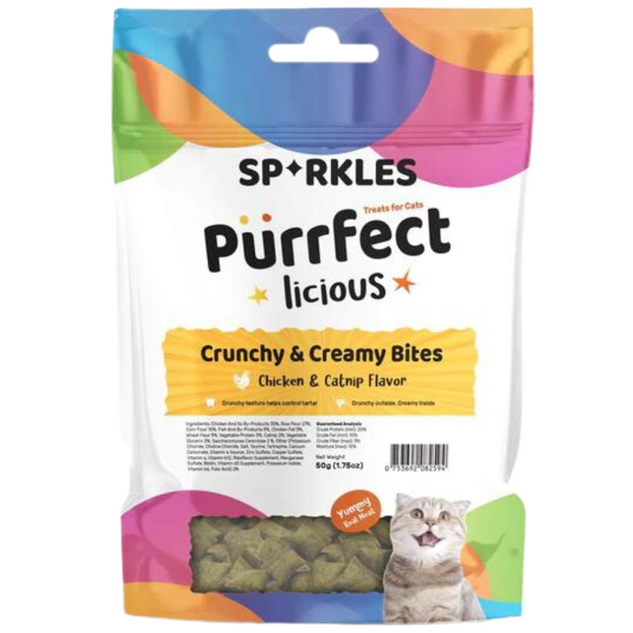 Sparkles Purrfect-licious Crunchy & Creamy Chicken & Catnip Bites For Cats