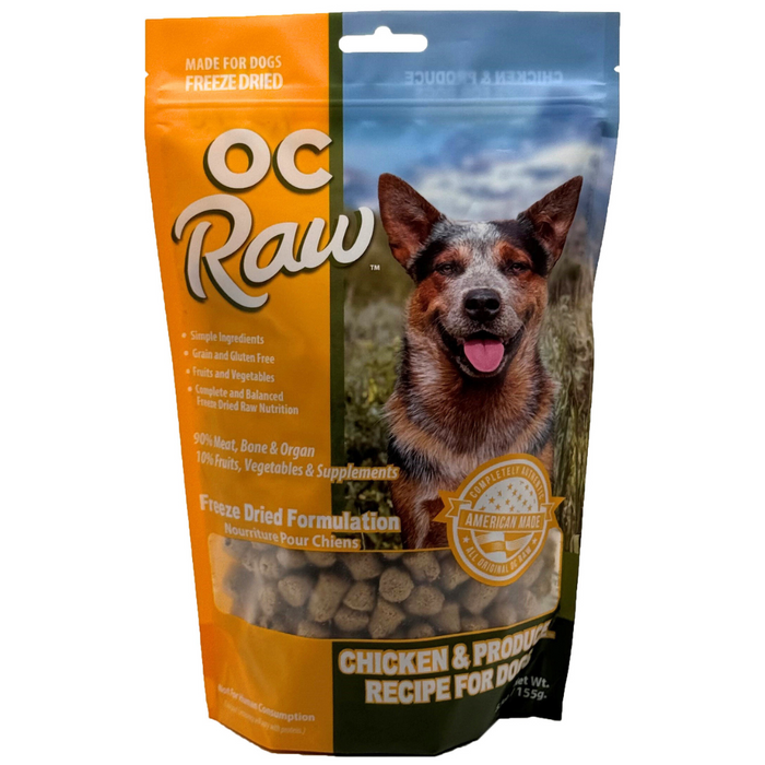 OC Raw Freeze Dried Raw Meaty Rox Chicken & Produce Recipe For Dogs