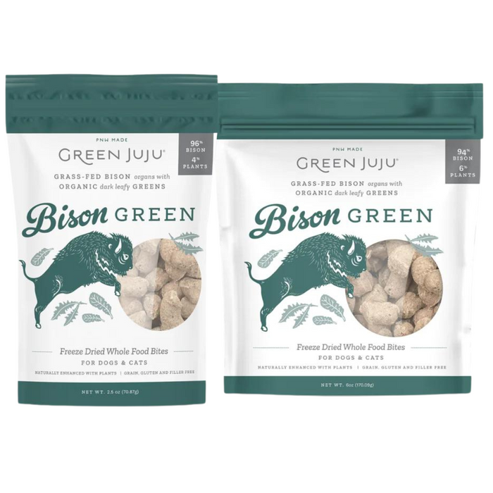 Green Juju Freeze Dried Bison Green Whole Food Bites Pack For Dogs & Cats