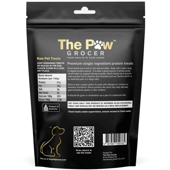 [NEW LAUNCH] 25% OFF: The Paw Grocer Black Label Freeze Dried Responsibly Farmed Duck Hearts Treats For Dogs & Cats