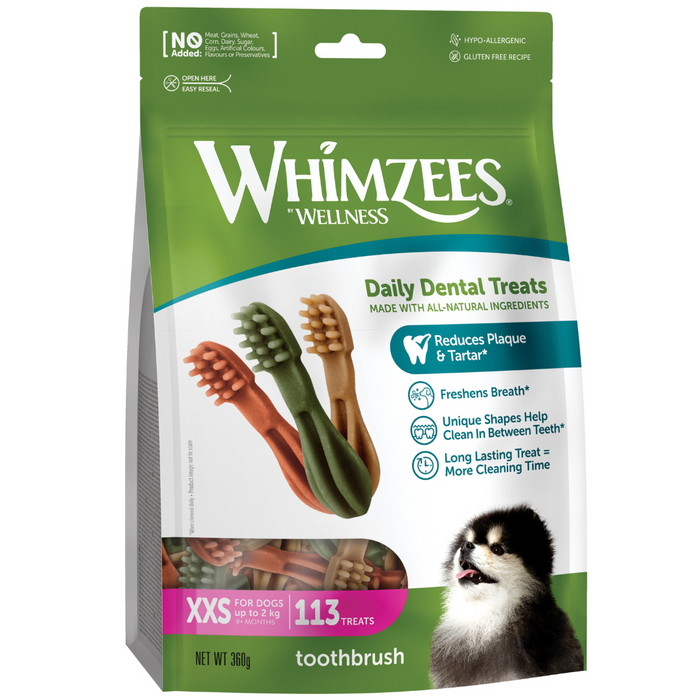 Whimzees Toothbrush XX-Small Natural Dental Dog Chews (113Pcs)