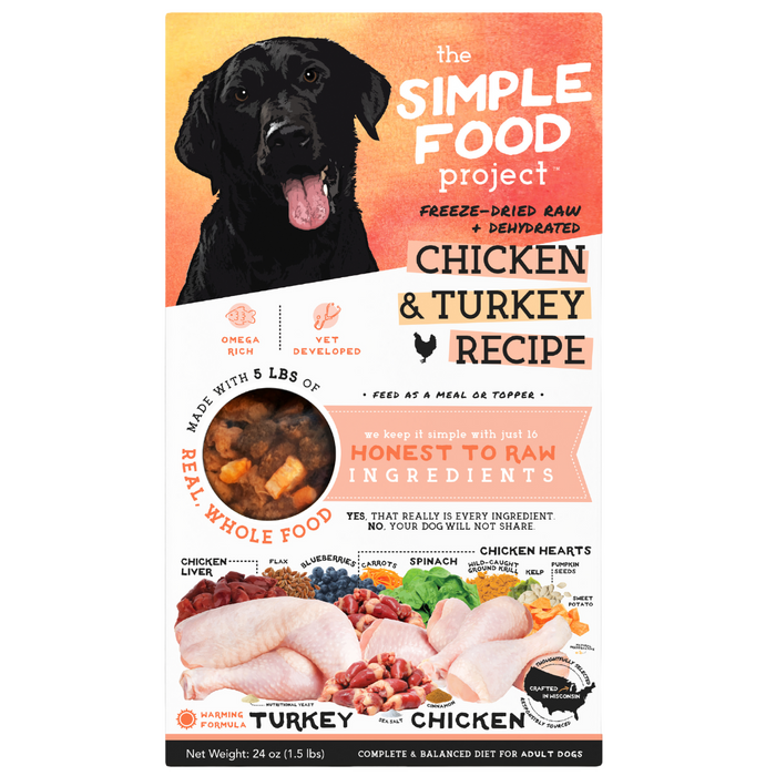 The Simple Food Project Freeze Dried Raw + Dehydrated Chicken & Turkey Recipe For Dogs
