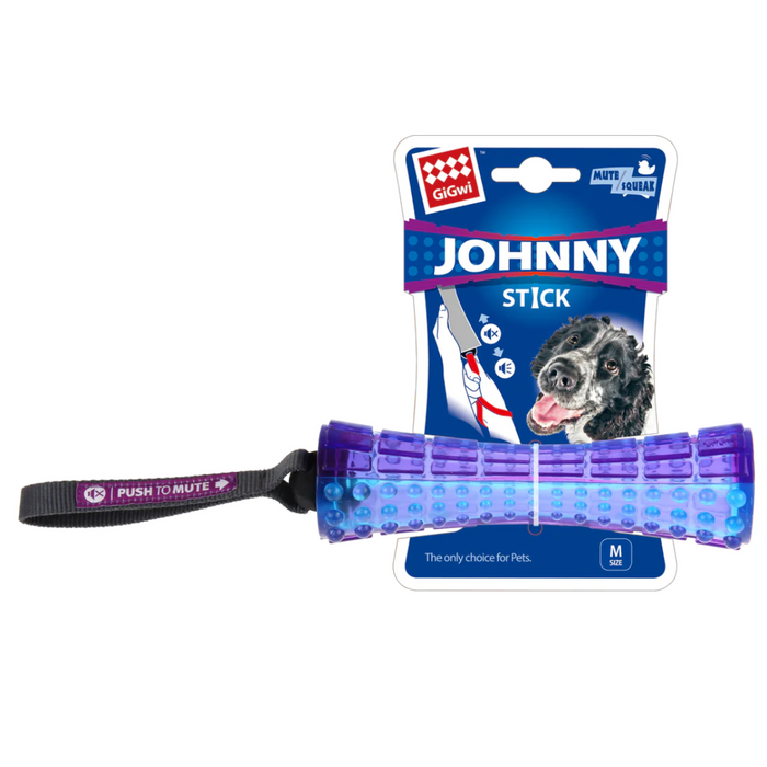 GiGwi "Push To Mute" Purple & Blue Johnny Stick Toy For Dogs