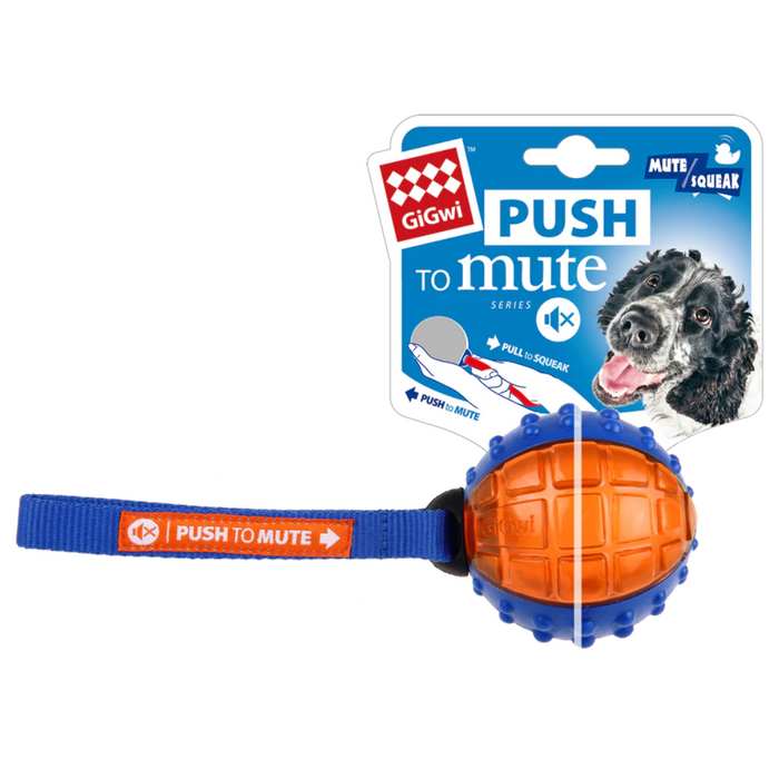 GiGwi "Push To Mute" Blue & Orange Ball Toy For Dogs