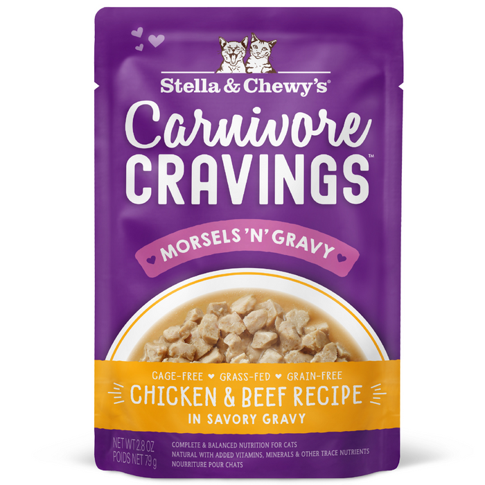 Stella & Chewy's Carnivore Cravings Morsels'N'Gravy Chicken & Beef Recipe Pouch Wet Cat Food