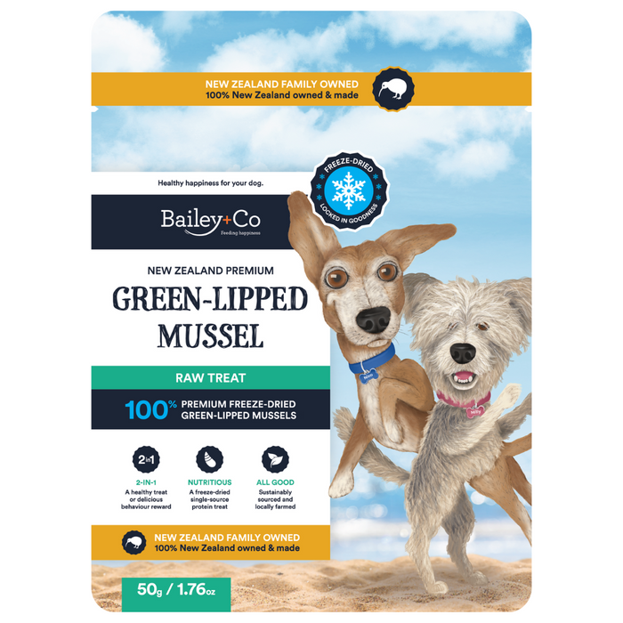 10% OFF: Bailey+Co Freeze Dried Raw New Zealand Premium Green Lipped Mussel Treat For Dogs