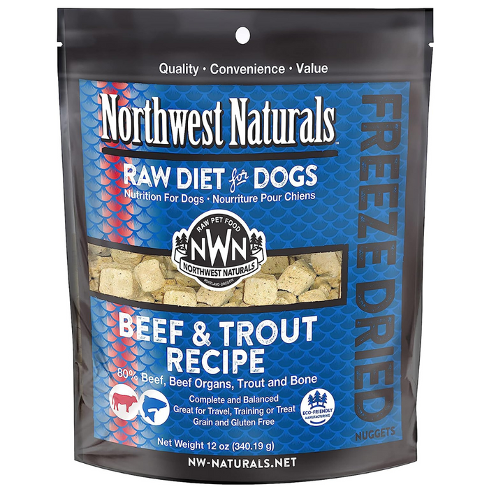 20% OFF: Northwest Naturals Freeze Dried Beef & Trout Recipe Nuggets Raw Diet Dog Food