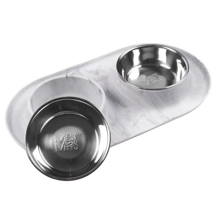 10% OFF: Messy Mutts Marble Double Silicone Feeder With Stainless Bowl