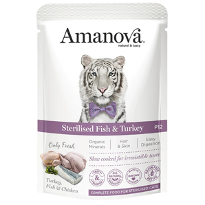 Amanova Grain-Free Fish & Turkey Recipe Wet Cat Food for Sterilised Adult Cats