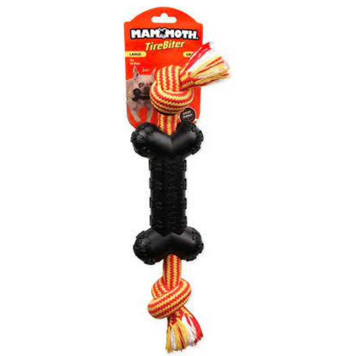 Mammoth TireBiter® Bone With Extra Rope Toy For Dogs (Assorted Colour)
