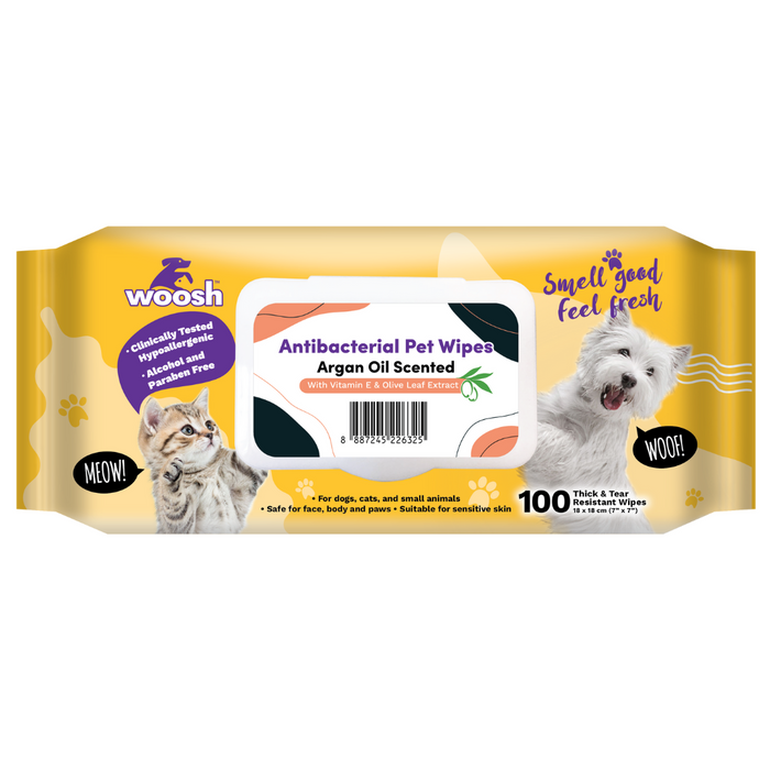 [PAWSOME BUNDLE] Woosh Hypoallergenic Anti-Bacteria Pet Wipes (6 X 100Pcs)