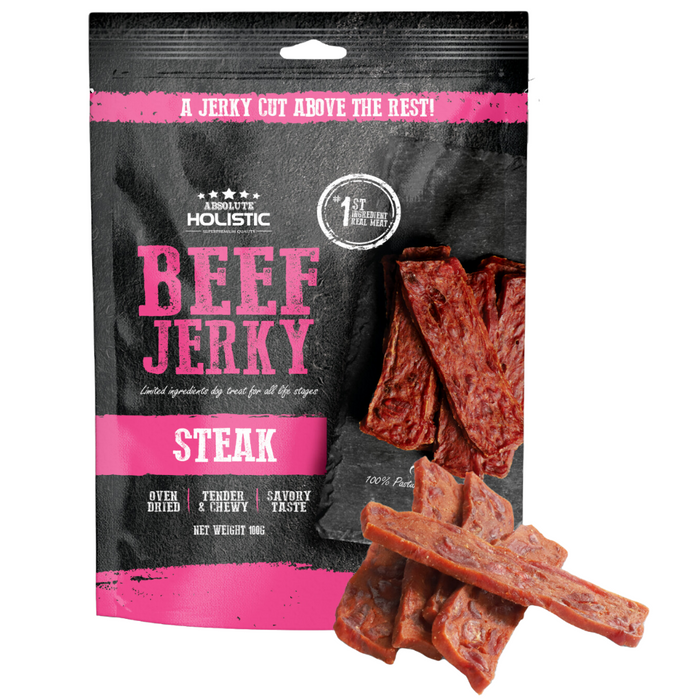 20% OFF: Absolute Holistic Oven Dried Beef Steak Jerky Dog Treats