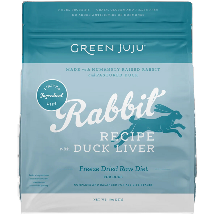 Green Juju Freeze Dried Raw Rabbit Recipe With Duck Liver For Dogs
