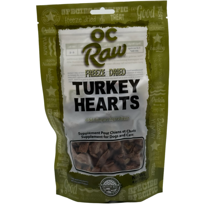 OC Raw Freeze Dried Raw Turkey Hearts Treats For Dogs & Cats