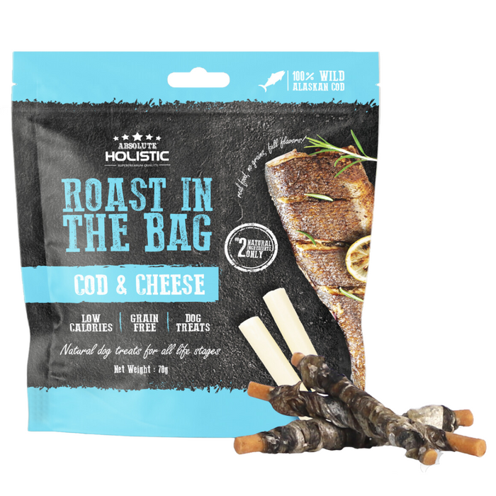 30% OFF: Absolute Holistic Roast In The Bag Cod & Cheese Dog Treats
