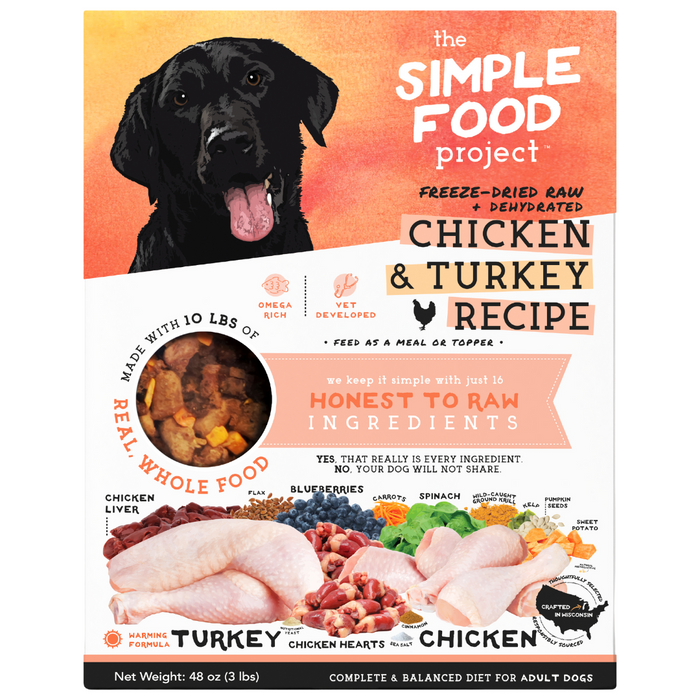 The Simple Food Project Freeze Dried Raw + Dehydrated Chicken & Turkey Recipe For Dogs