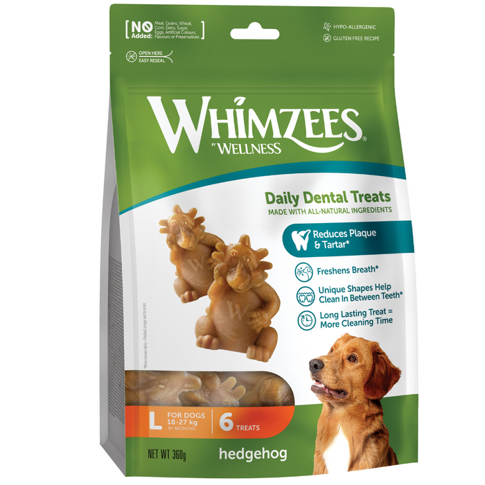 Whimzees Hedgehog Large Natural Dental Dog Chews (6Pcs)