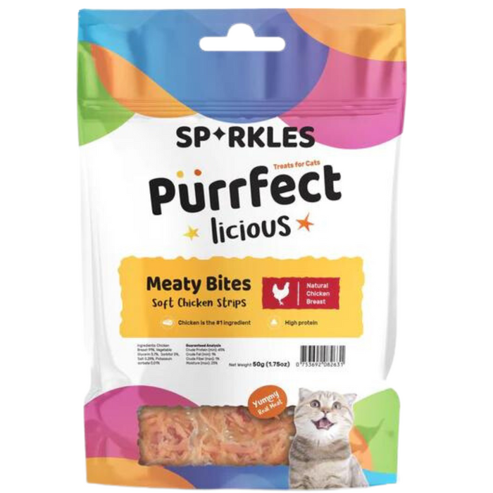 Sparkles Purrfect-licious Meaty Bites Soft Chicken Strips For Cats