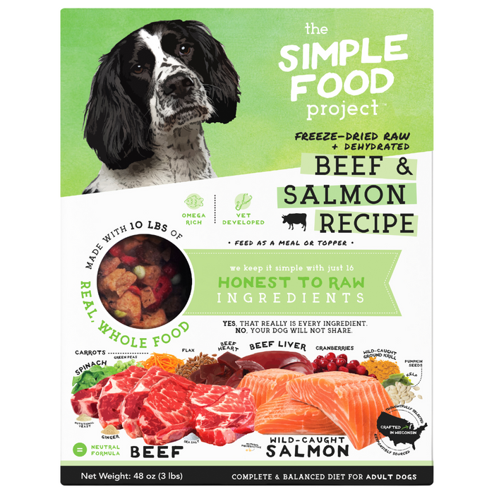 The Simple Food Project Freeze Dried Raw + Dehydrated Beef & Salmon Recipe For Dogs