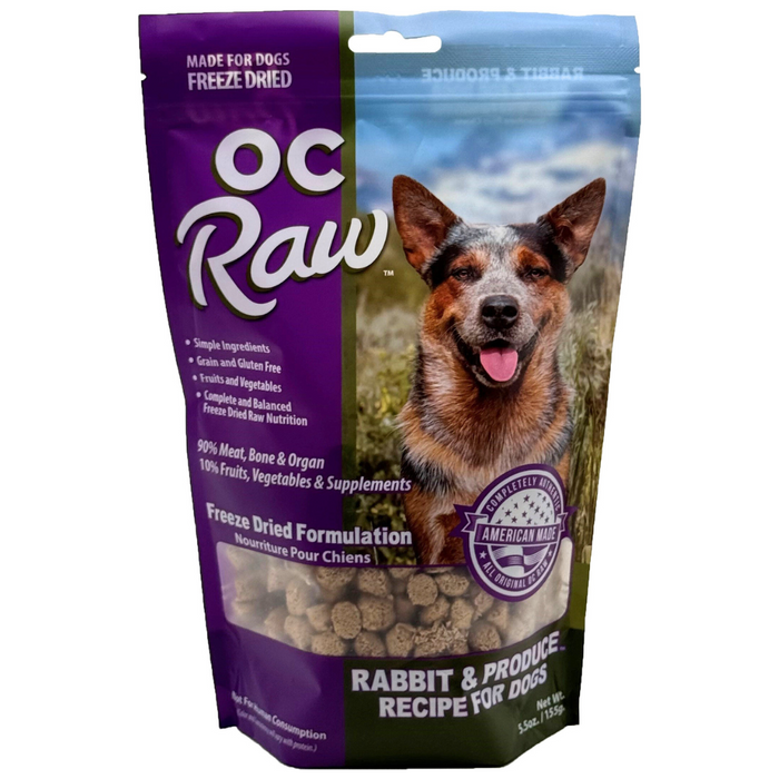 OC Raw Freeze Dried Raw Meaty Rox Rabbit & Produce Recipe For Dogs