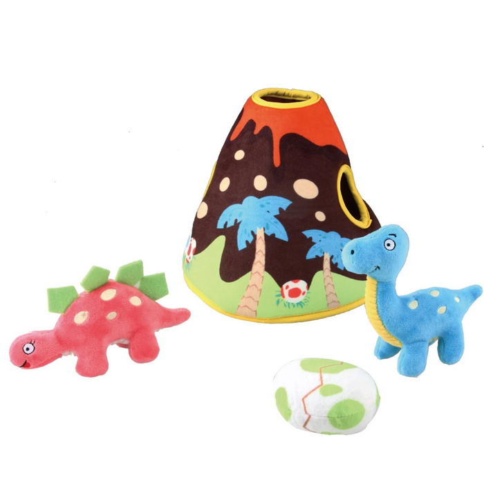 GiGwi Hide N' Seek 4-In-1 Volcano Park With Dinos Toy For Dogs