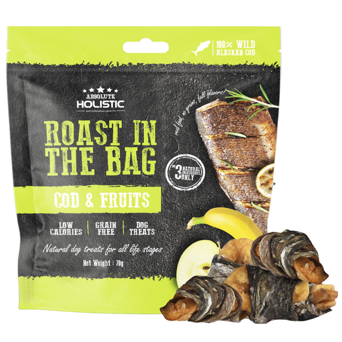 30% OFF: Absolute Holistic Roast In The Bag Cod & Fruits Dog Treats