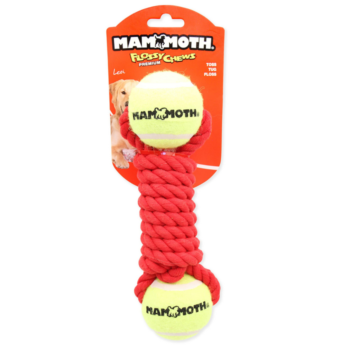 Mammoth Flossy Chews Extra Premium Twister Bones With Tennis Balls Toy For Dogs