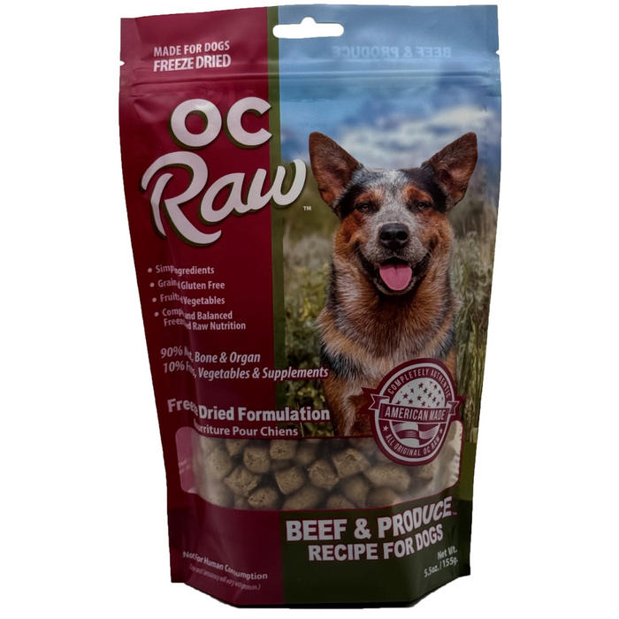 OC Raw Freeze Dried Raw Meaty Rox Beef & Produce Recipe For Dogs