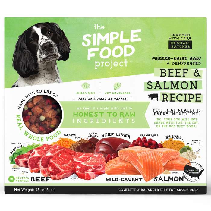 The Simple Food Project Freeze Dried Raw + Dehydrated Beef & Salmon Recipe For Dogs