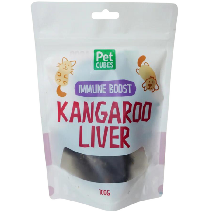 Pet Cubes Air Dried Kangaroo Liver Treats For Dogs & Cats