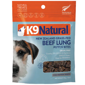 K9 Natural Air-Dried New Zealand Grass-Fed Beef Lung Protein Bites Dog Treats