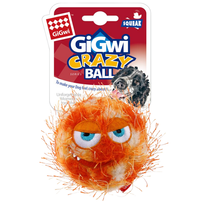 GiGwi Plush Friendz Orange Squeaker Rubber Ball For Dogs