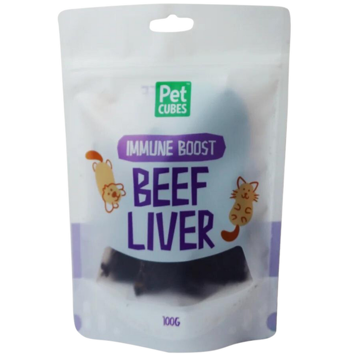 Pet Cubes Air Dried Beef Liver Treats For Dogs & Cats