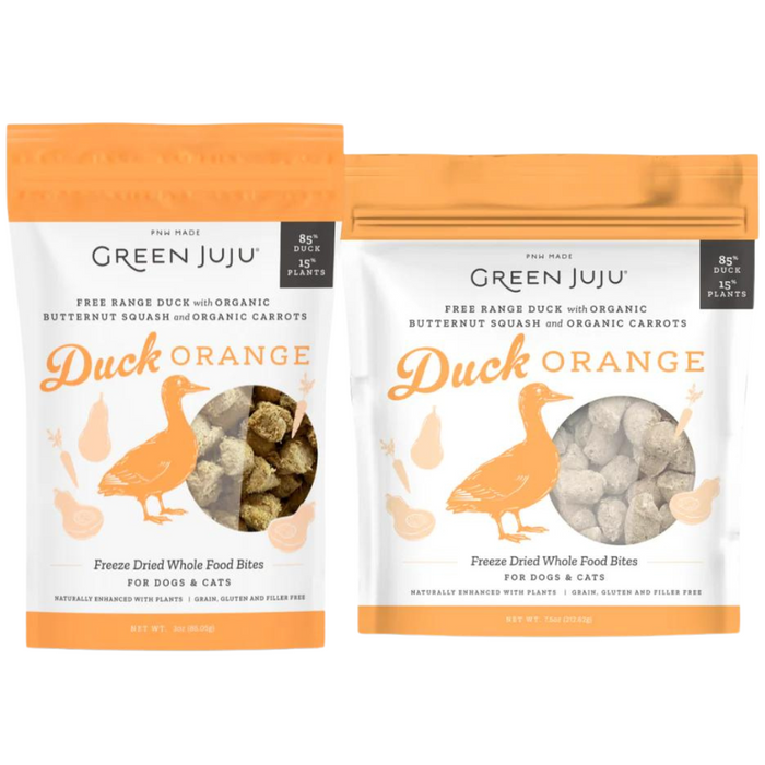 Green Juju Freeze Dried Duck Orange Whole Food Bites Pack For Dogs & Cats