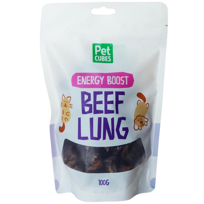 Pet Cubes Air Dried Beef Lung Treats For Dogs & Cats