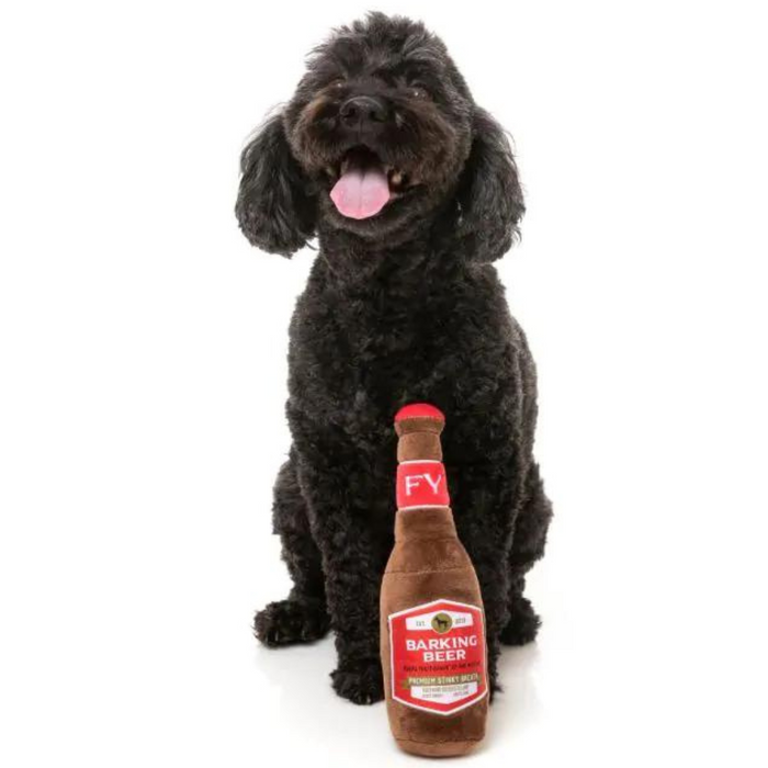 15% OFF: FuzzYard Barking Beer Plush Dog Toy