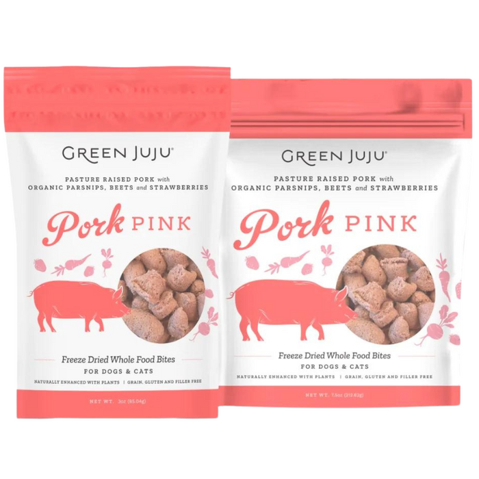 Green Juju Freeze Dried Pork Pink Whole Food Bites Pack For Dogs & Cats