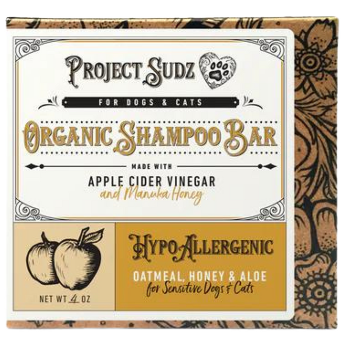 15% OFF: Project Sudz Hypoallergenic Organic Shampoo Bar (Oatmeal, Honey & Aloe) For Sensitive Dogs & Cats