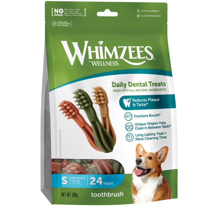 Whimzees Toothbrush Small Natural Dental Dog Chews (24Pcs)