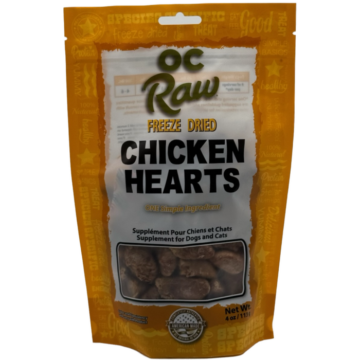 OC Raw Freeze Dried Raw Chicken Hearts Treats For Dogs & Cats